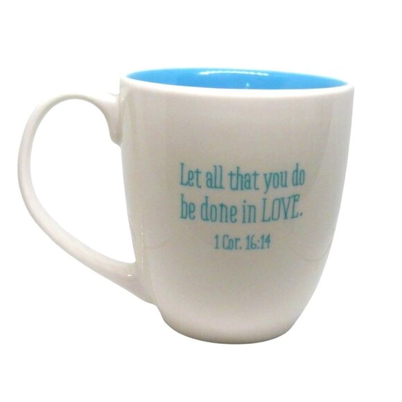 Teacher Appreciation Ceramic Mug White & Blue Inspirational  Christian Art Gifts - Picture 1 of 8